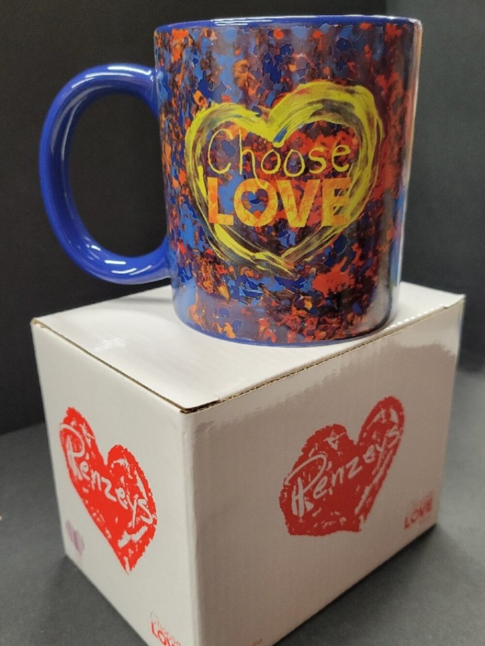 BRAND NEW Penzeys Colorful 'Choose Love' Heart Design Coffee Vote 2024 Mug